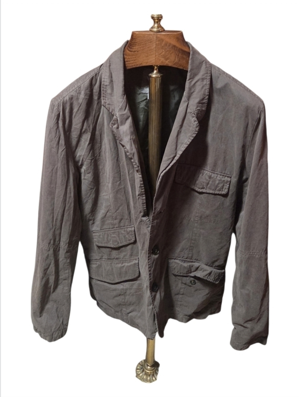 Spiewak Mens Brown Safari Multi Pocket Jacket Size Large Missing Button